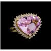 14KT Yellow Gold GIA Certified 18.42 ctw Kunzite and Diamond Ring