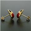 Image 4 : 14k Yellow Gold Red & Black Enamel Petite Lady Bug Post Stud Earrings