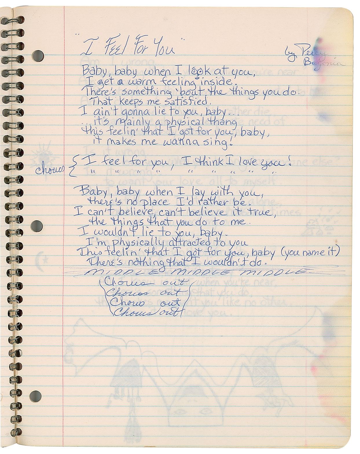 Prince S Handwritten Lyrics And Sketch Notebook Prince S Handwritten Lyrics And Sketch Notebook