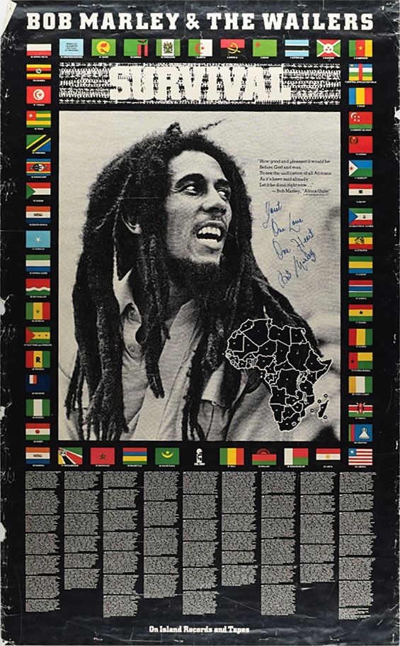 Bob Marley Signed 'Survival' Poster