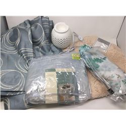 Lot of Household Items- Curtain, Table Cloth, Shower Curtain, Oil Diffuser and Bath Rug