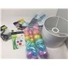 Image 1 : Assorted Household Items- Hand Towel, Easter Eggs, Drink Charms, Brackets, Floor Protectors, Lamp Sh