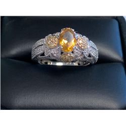 Natural Citrine / Diamond (1.36ct) Ring Size 7.25, Appraised $7,100.00