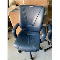 Blue stitched leather executive office chair