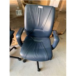 Blue stitched leather executive office chair