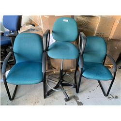 Lot of 3 Blue office chairs