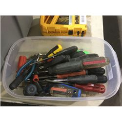 Bin of Screwdrivers and Assorted Tools