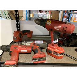 Lot of 5 cordless tool set 2 Drills, Saw, Grinder and charger