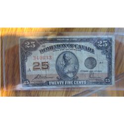 1923 Canada 25 Cent Note