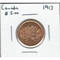 1913 Canada 5 Dollar Gold Coin