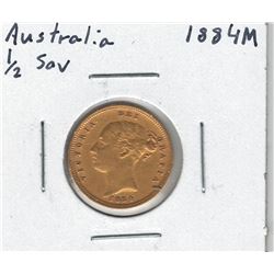 1884-M Australia 1/2 Sovereign Gold Coin