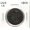 Image 1 : 1847 USA 1 Cent