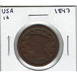 1847 USA 1 Cent