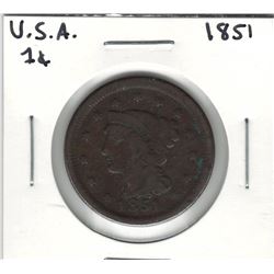 1851 USA 1 Cent