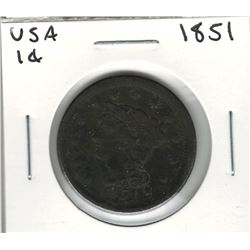 1851 USA 1 Cent
