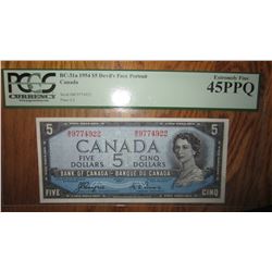 1954 Canada 5 Dollar Note Devils Face