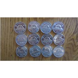 Lot of 12 Canada 5 Cent