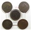 Image 1 : 5- LARGE CENTS- 1838, 1844, 1845, 1847, 1851