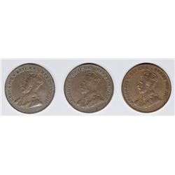 THREE VF CANADA CENTS