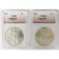 TWO 1996 AMERICAN SILVER EAGLES