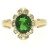 Image 1 : 14k Yellow Gold 1.15 ctw Green Tourmaline Solitaire & Diamond Halo Ring