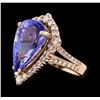 8.62 ctw Tanzanite and Diamond Ring - 14KT Rose Gold