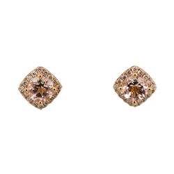 1.00 ctw Morganite and Diamond Earrings - 14KT Rose Gold