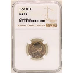 1951-D Jefferson Nickel Coin NGC MS67