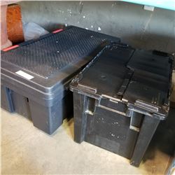 PLASTIC STORAGE BOX AND TOTE W/ BUILT IN LID