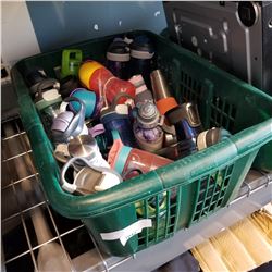 GREEN BASKET OF WATER BOTTLES