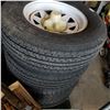 Image 1 : SET OF 4 RV TRAILER TIRES AND 5 BOLT WHEELS WITH CENTRE CAPS
