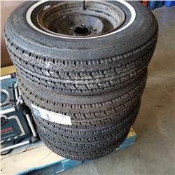 SET OF 4 GOODYEAR TIRES, 225/75R14 ONLY ONE ON RIM