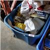 Image 2 : 2 TOTE OF ELECTRICAL WIRE, DRYWALL TOOLS, AND MORE AND TOTE OF OVERALLS AND SAFETY GEAR