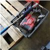 Image 1 : BOX OF EXTENSION CORDS AND POWER BARS MILWAUKEE HAMMERVAC AND TOOLS