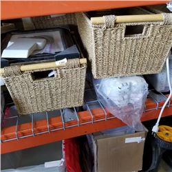 LOT OF WICKER BASKETS, PLASTIC PLANTERS AND PICTURE FRAMES