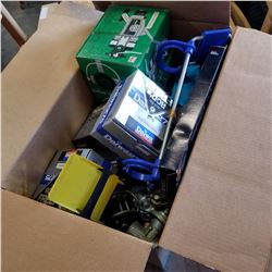 BOX OF FISHING REELS, SOME BOXED AND FISHING ITEMS