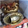 Image 1 : BRASS GOOSE BOWL, PLATTER, VASE, BOWL AND WOOD FIGURE