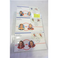 SPECIAL DAY OF ISSUE HOCKEY STAMP COLLECTION 2000, GRETZKY, ORR, HOWE, PIANTE, RICHARD HARVEY