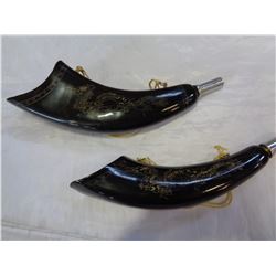 2 EASTERN SCRIMSHAW HORNS