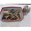 Image 1 : BOX OF BANGLES AND GLASS VASE OF JEWELLERY