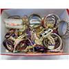 Image 2 : BOX OF BANGLES AND GLASS VASE OF JEWELLERY