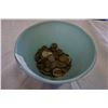 Image 1 : LOT OF EASTERN COINS AND BLUE FIRE KING BOWL