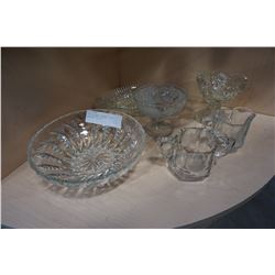 CRYSTAL AND PRESSED GLASS SERVING PIECES