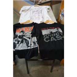 LED ZEPPELIN, MARLEY, AND JOHNNY CASH T-SHIRTS SIZE XL,2XL, AND M