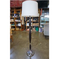 MODERN CHROME ACCENT FLOOR LAMP, WITH WHITE SHADE