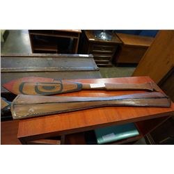 2 WOODEN PADDLES - 1 IS FIRST NATIONS