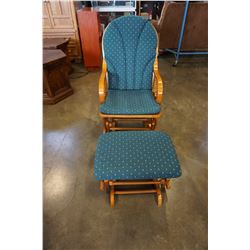 VINTAGE GLIDING ROCKING CHAIR AND OTTOMAN