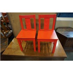 2 RED CAT DOG CHAIRS