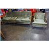 Image 1 : 1930s QUEEN VICTORIA SOFA AND CHAIR CRUSHED VELVET