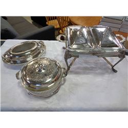 LOT OF SILVER PLATED CHAFFING DISHES
